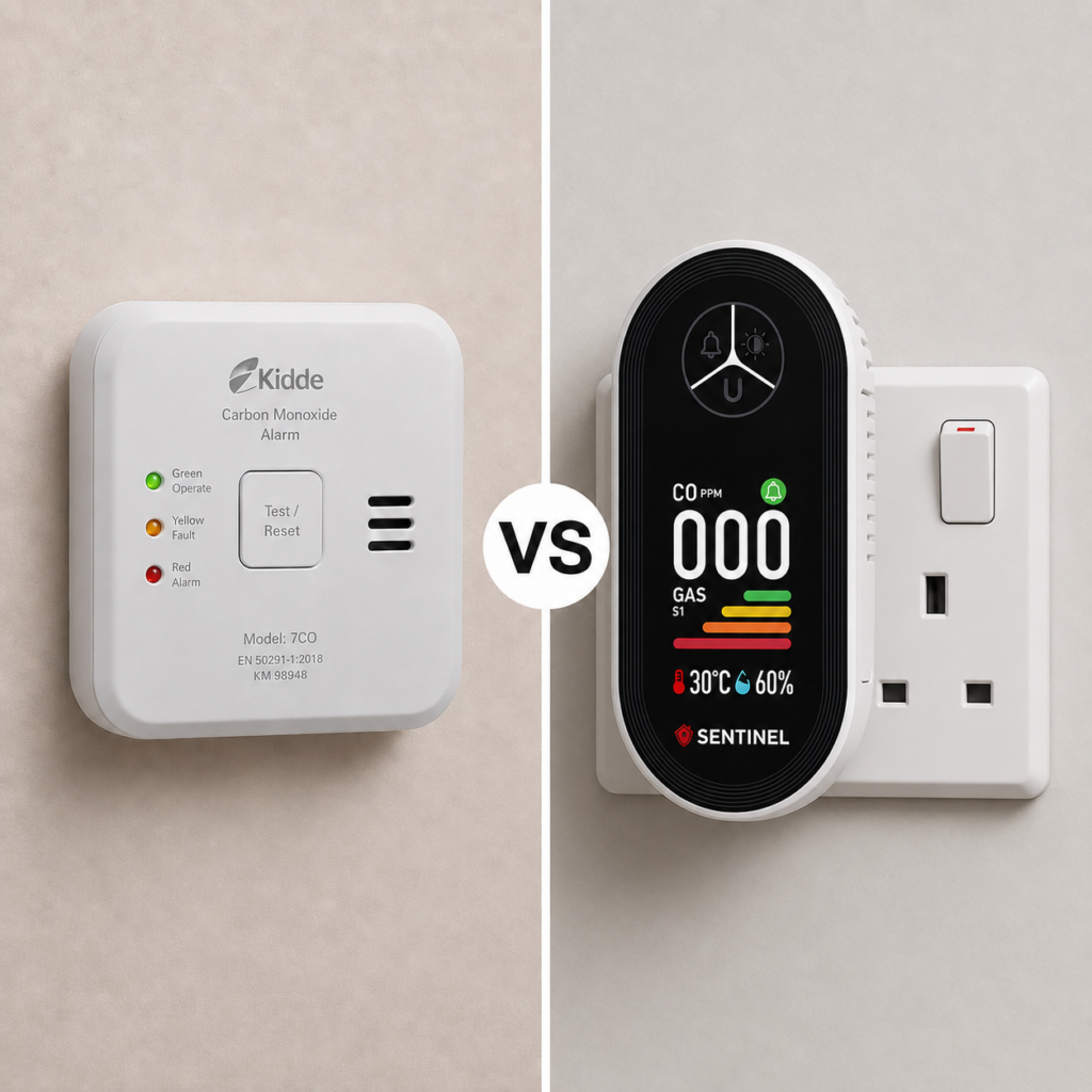 Standard CO alarm vs Sentinel detector